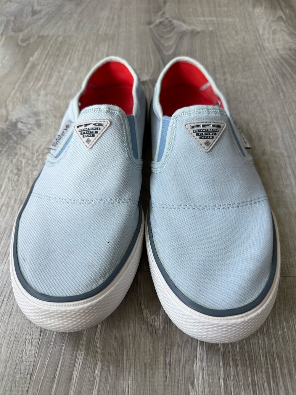 Columbia Women’s Slack Water PFG Slip Boat Shoe Light Blue Floral Canvas Loafer